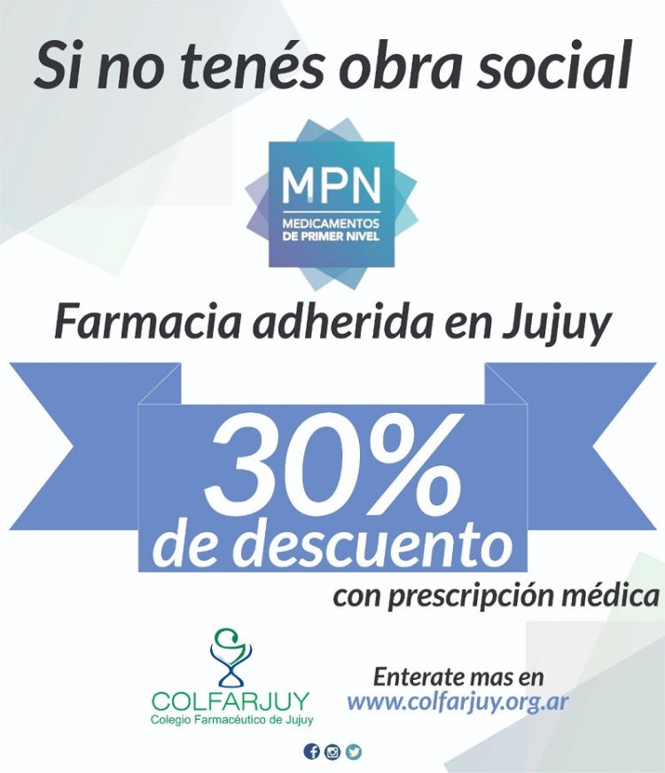 Farmacias de la provincia realizar&aacute;n un 30% de descuento en medicamentos para los juje&ntilde;os sin cobertura social