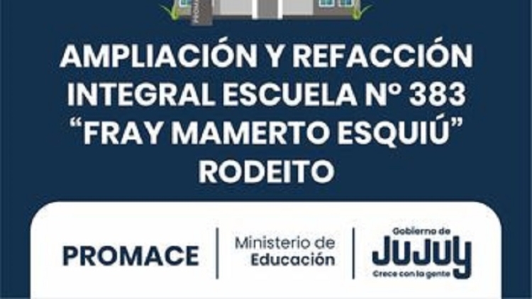 Convocan a Concurso de Precios para obras en la Escuela N&deg; 383 de Rode&iacute;to