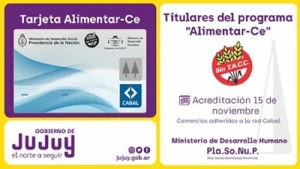 Acreditaci&oacute;n de noviembre de la tarjeta AlimentarCe