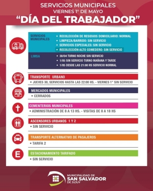Servicios municipales con modalidad especial por el D&iacute;a del Trabajador en la capital juje&ntilde;a