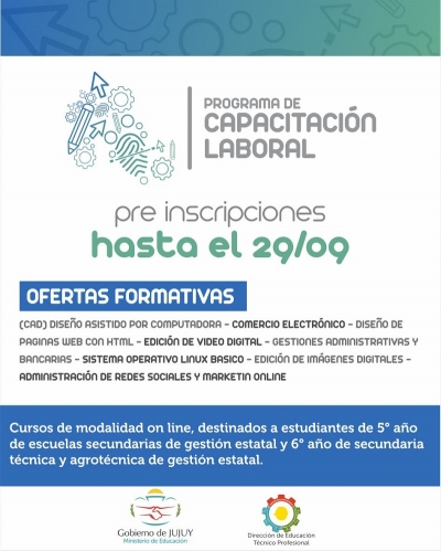 Pre inscripciones al programa de capacitaci&oacute;n laboral