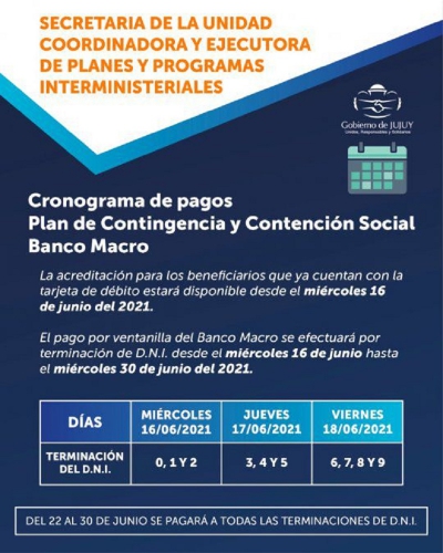 Plan de Contingencia: cronograma de pagos