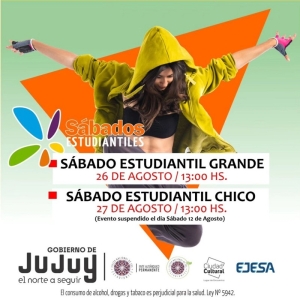 El domingo 27 de agosto se har&aacute; el s&aacute;bado estudiantil chico
