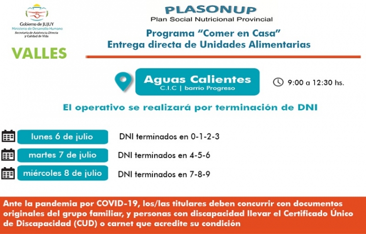 Desde el lunes 6 de julio entregar&aacute;n unidades alimentarias en Aguas Calientes