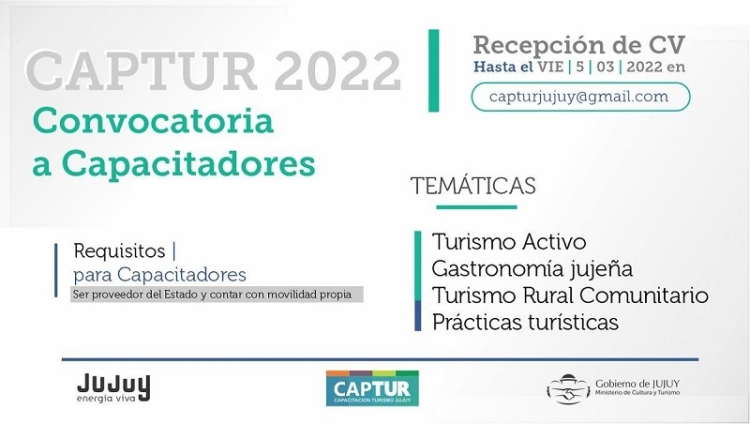 CAPTUR Jujuy 2022, abren convocatoria a capacitadores