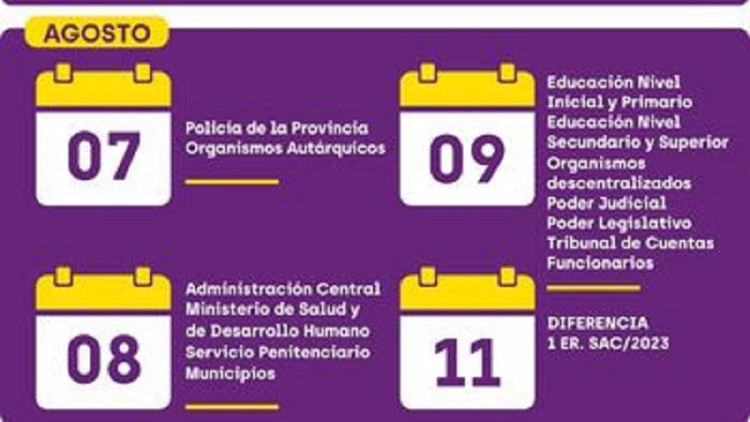 El lunes 7 de agosto inicia el cronograma de pagos para los agentes de las reparticiones p&uacute;blicas