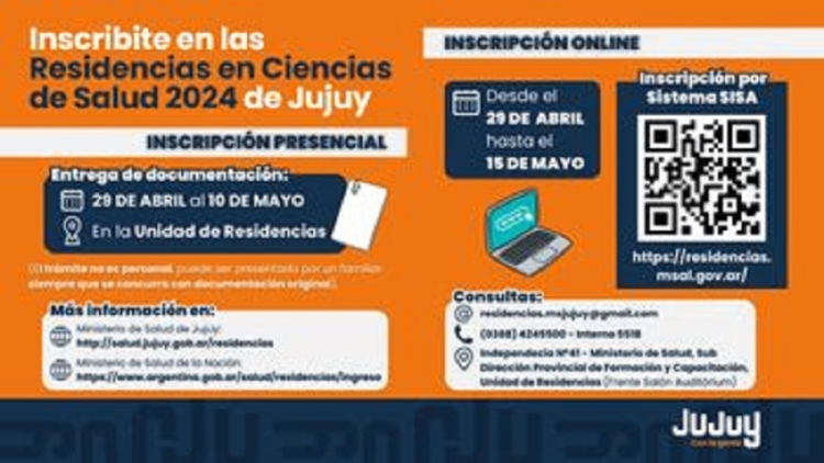 Abren inscripciones para el ingreso al Sistema de Residencias en Ciencias de la Salud 2024