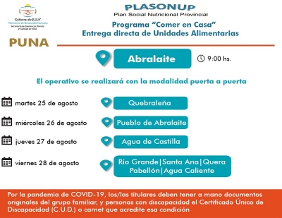 Entrega de unidades alimentarias en la Puna