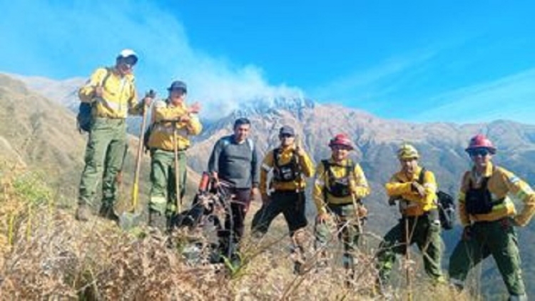 Brigadistas del Ministerio de Ambiente controlaron el incendio forestal en el Cerro Azul