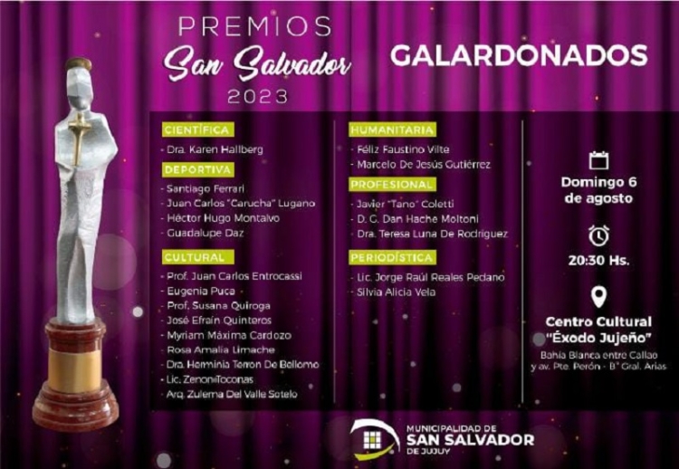 Se conocieron los nombres de quienes recibir&aacute;n el Premio San Salvador 2023