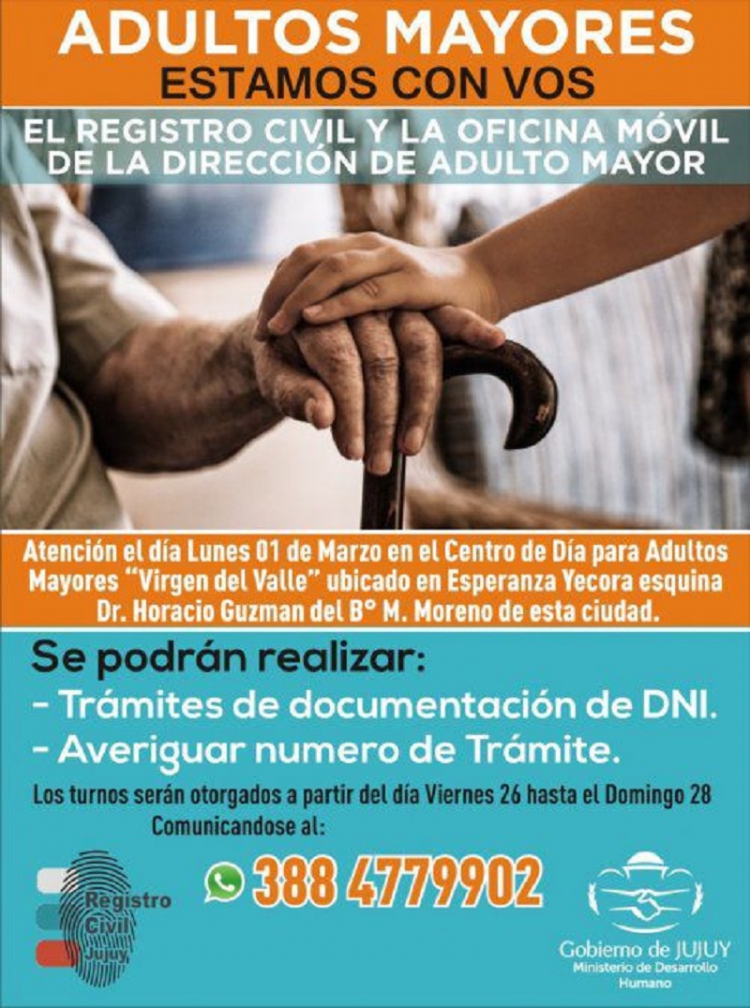 "Estamos con Vos": Oficina M&oacute;vil realizaran tr&aacute;mites a las personas de tercera edad.
