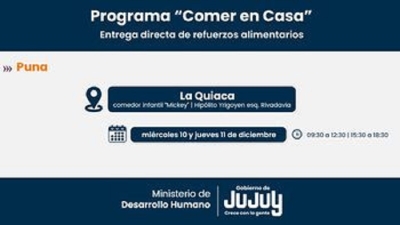 Comer en Casa: contin&uacute;a la entrega de refuerzos alimentarios en Quebrada y Puna