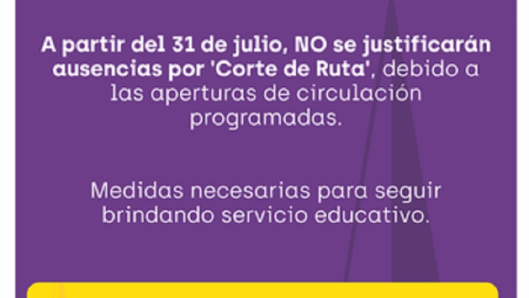 El Ministerio de Educaci&oacute;n suspende la justificaci&oacute;n por corte de ruta