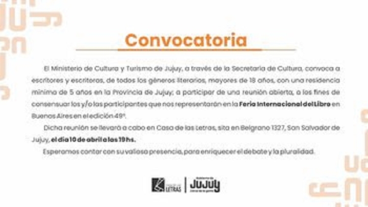 Jujuy convoca a escritores para definir su participaci&oacute;n en la Feria Internacional del Libro