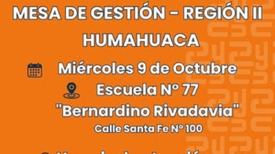 La Mesa de Gesti&oacute;n Educativa prestar&aacute; servicio en Humahuaca el 9 de octubre