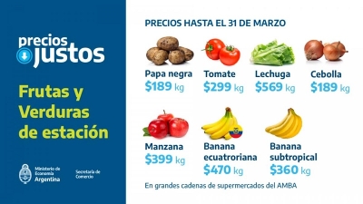 Gobierno lanz&oacute; canasta de frutas y verduras con precios acordados