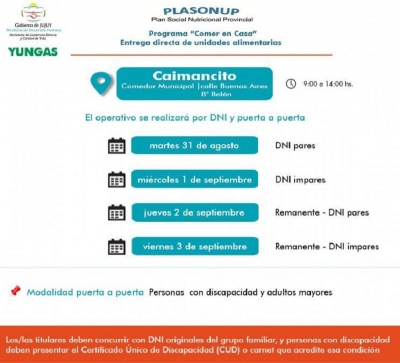 Contin&uacute;a la entrega de Unidades Alimentarias en regi&oacute;n Yungas