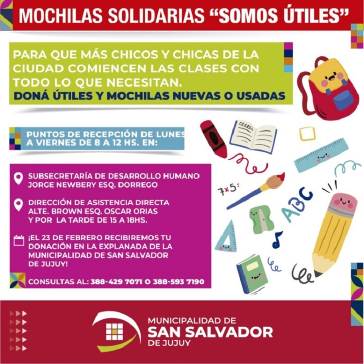 Campa&ntilde;a solidaria de cara al comienzo de clases