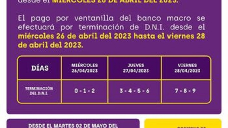 Cronograma de pagos de Plan de Contingencia y Contenci&oacute;n Social