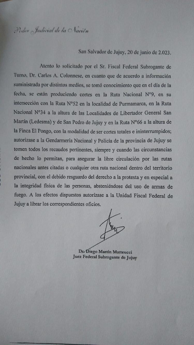 La Justicia Federal habilit&oacute; a Gendarmer&iacute;a a asegurar la libre circulaci&oacute;n por rutas nacionales