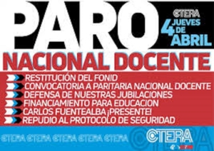 Se lleva a cabo este jueves un paro nacional docente