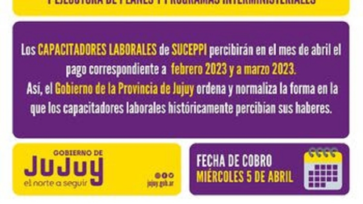 Pago a capacitadores laborales de la SUCEPPI