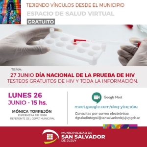 Realizar&aacute;n charla virtual gratuita sobre salud integral en conmemoraci&oacute;n al D&iacute;a Nacional de la Prueba del VIH