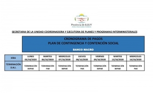 Cronograma de pago a planes de contingencia y contenci&oacute;n social