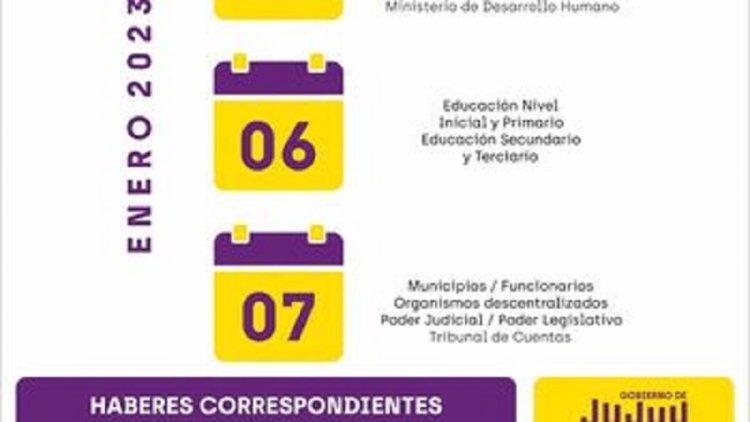 El jueves 05 de enero comienza el cronograma de pagos