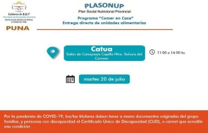 Programa "Comer en Casa" entregar&aacute; Unidades Alimentarias a familias de Catua