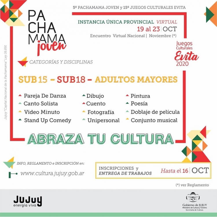 Convocaron a participar de Pachamama Joven, juegos culturales evita y Pachamama Promo &rsquo;20