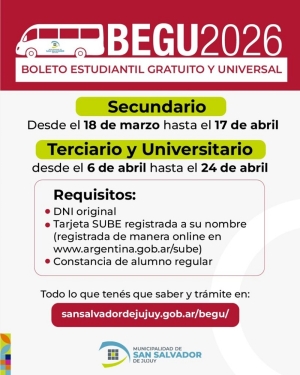 &Uacute;ltimos d&iacute;as para inscribirse al BEGU 2026: el tr&aacute;mite online cierra el 24 de abril