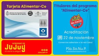 Acreditaci&oacute;n de noviembre de la tarjeta AlimentarCe para familias cel&iacute;acas