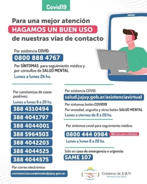 Las v&iacute;as de comunicaci&oacute;n por Covid-19 contin&uacute;an habilitadas