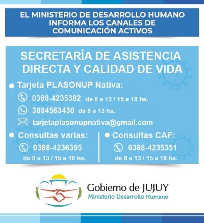 Canales de comunicaci&oacute;n activos del Ministerio de Desarrollo Humano