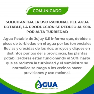 Precipitaciones y crecidas afectan al servicio de Agua Potable