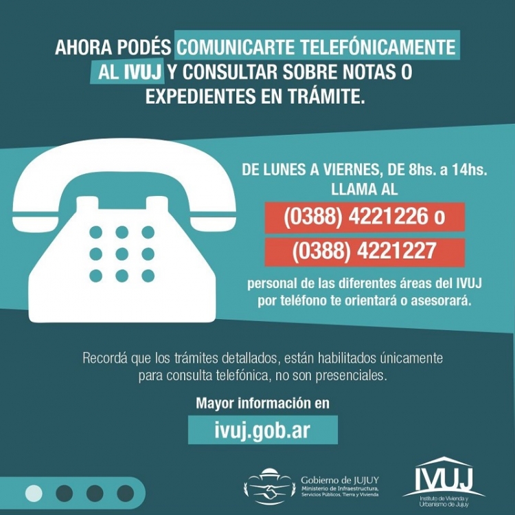 IVUJ: se podr&aacute; consultar v&iacute;a telef&oacute;nica el estado de tr&aacute;mites