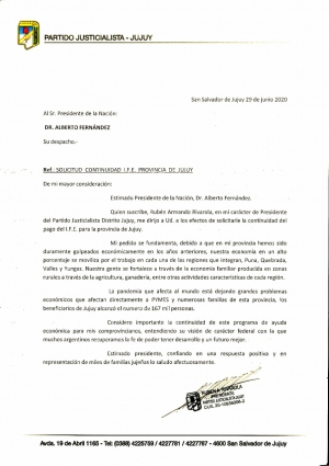 Rivarola le pidi&oacute; al Presidente que continue  el IFE en Jujuy