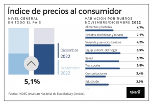 El &Iacute;ndice de Precios al Consumidor subi&oacute; un 5,1% en diciembre y el a&ntilde;o cerr&oacute; con 94.8% de inflaci&oacute;n