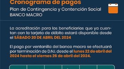 Cronograma de Pagos del Plan de Contingencia y Contenci&oacute;n Social