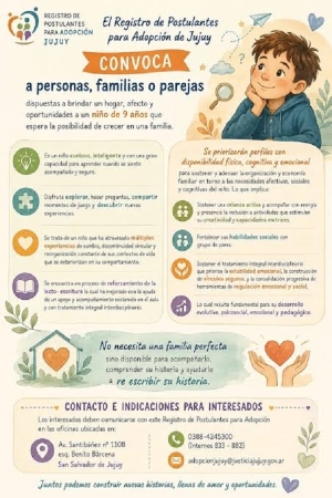 El registro de postulantes para adopci&oacute;n reitera la convocatoria para brindar una familia a un ni&ntilde;o de 9 a&ntilde;os