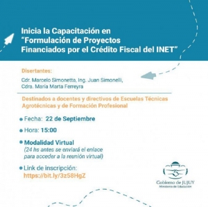 Inicia la Capacitaci&oacute;n en "Formulaci&oacute;n de Proyectos Financiados por el Cr&eacute;dito Fiscal del INET"