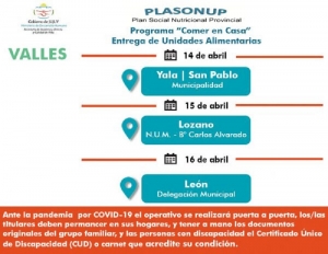 Entrega de unidades alimentarias en Quebrada y Valles