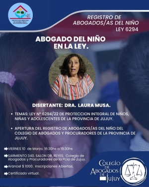 El colegio de abogados de Jujuy habilitar&aacute; el registro de abogados y abogadas del ni&ntilde;o