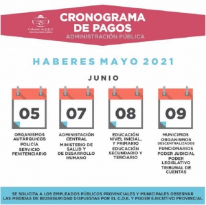 El s&aacute;bado 5 de junio comienza el cronograma de pagos