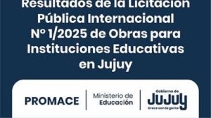 Resultados de la Licitaci&oacute;n P&uacute;blica Internacional N&deg;1/2025 de Obras para Instituciones Educativas en Jujuy