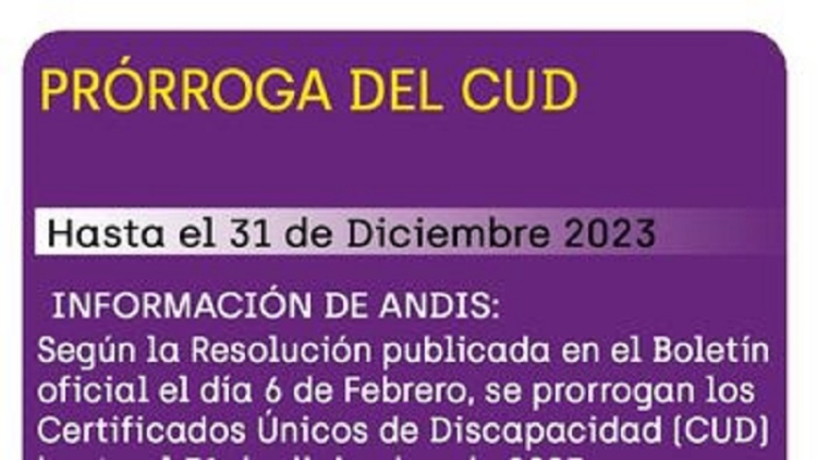 Pr&oacute;rroga por un a&ntilde;o del Certificado &Uacute;nico de Discapacidad
