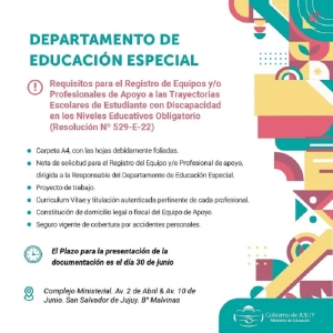 Educaci&oacute;n Especial: abren convocatoria para el registro de equipos de apoyo externo