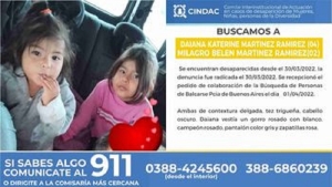 CINDAC. Se busca a Daiana Katerine Mart&iacute;nez Ram&iacute;rez y Milagro Bel&eacute;n Mart&iacute;nez Ram&iacute;rez