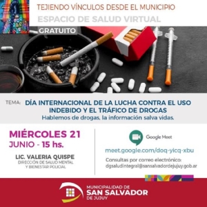 Charla virtual gratuita sobre drogas en el marco del programa &ldquo;Tejiendo v&iacute;nculos&rdquo;